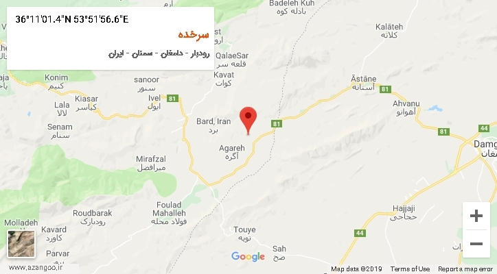 روستای سرخده بر روی نقشه