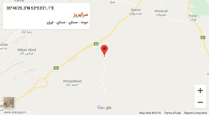 روستای سرکهریز بر روی نقشه