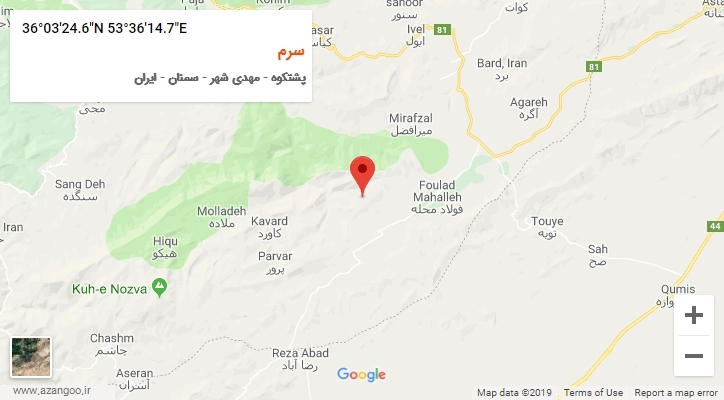 روستای سرم بر روی نقشه