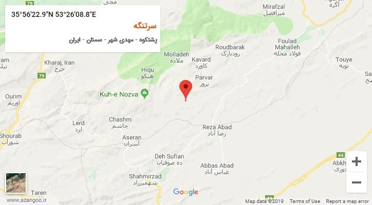 روستای سرتنگه بر روی نقشه