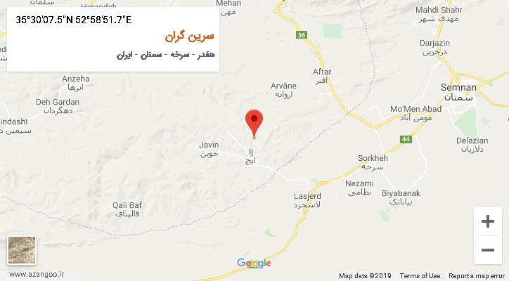 روستای سرین گران بر روی نقشه