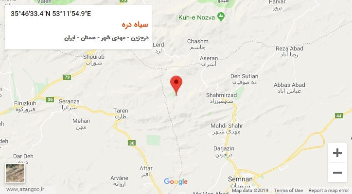 روستای سیاه دره بر روی نقشه