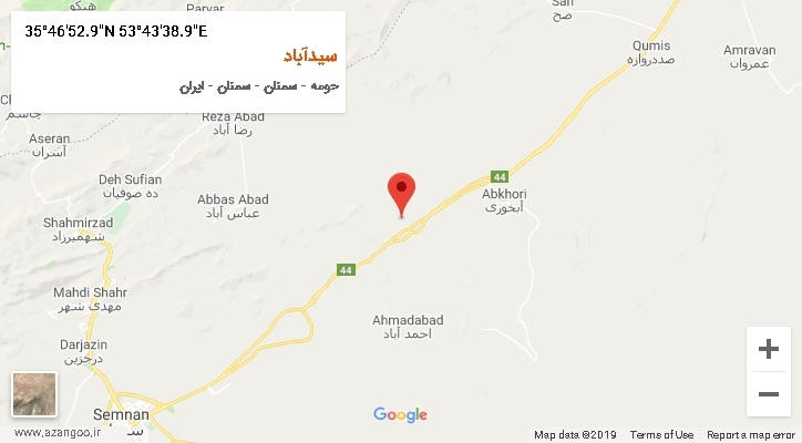 روستای سیدآباد بر روی نقشه