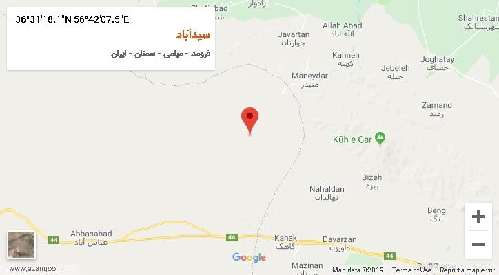 روستای سیدآباد بر روی نقشه