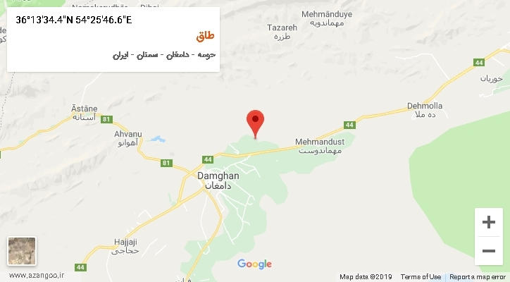 روستای طاق بر روی نقشه