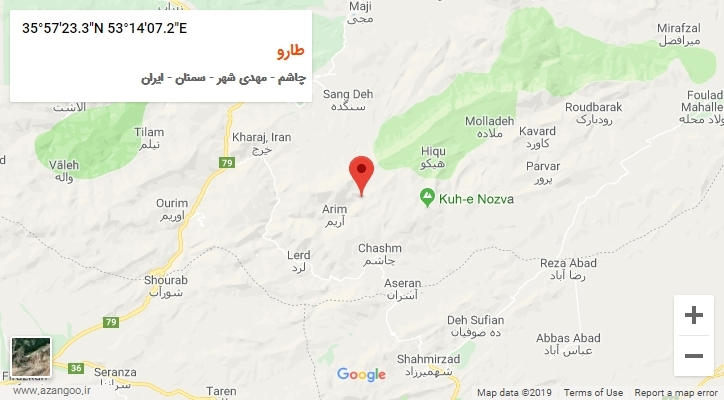 روستای طارو بر روی نقشه