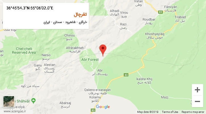 روستای تغرچال بر روی نقشه