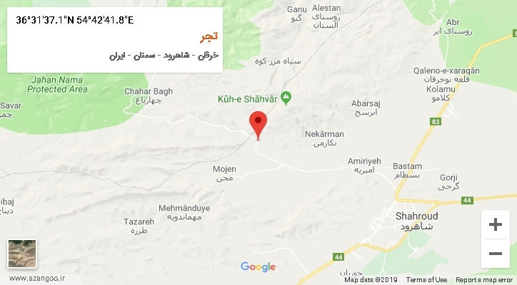 روستای تجر بر روی نقشه
