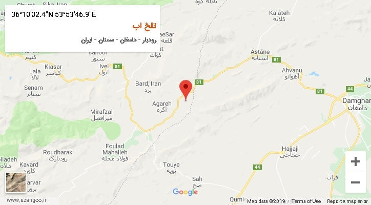 روستای تلخ اب بر روی نقشه