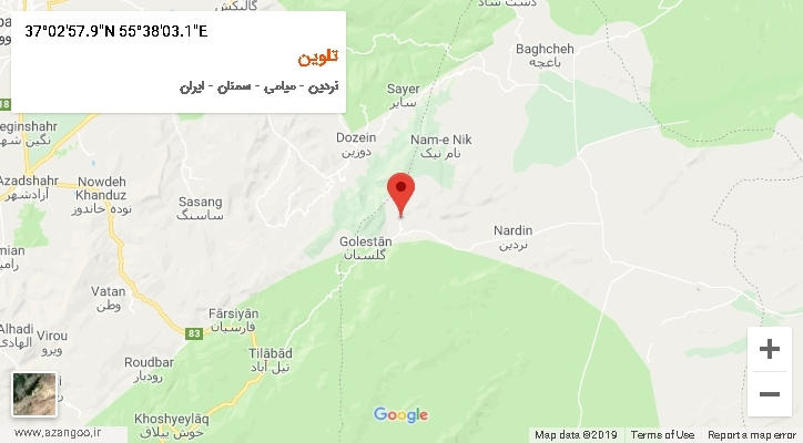 روستای تلوین بر روی نقشه