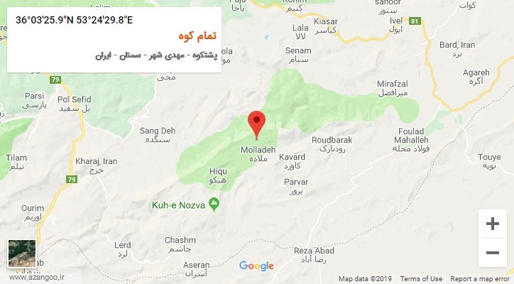 روستای تمام کوه بر روی نقشه