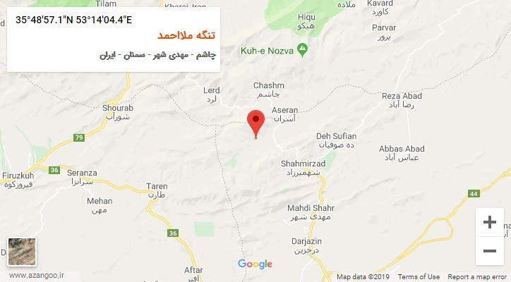 روستای تنگه ملااحمد بر روی نقشه