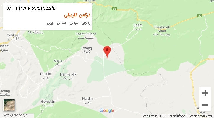 روستای ترکمن کاریزلی بر روی نقشه