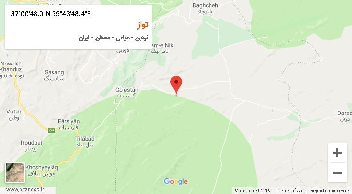 روستای تواز بر روی نقشه