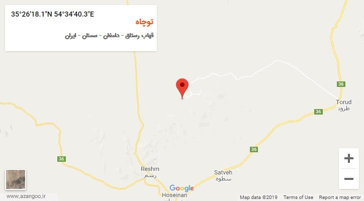 روستای توچاه بر روی نقشه