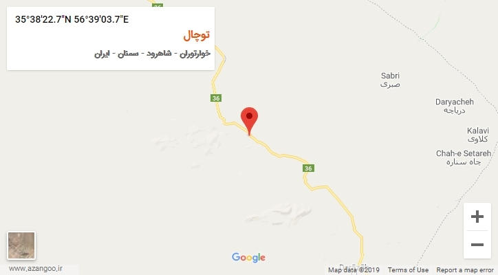 روستای توچال بر روی نقشه