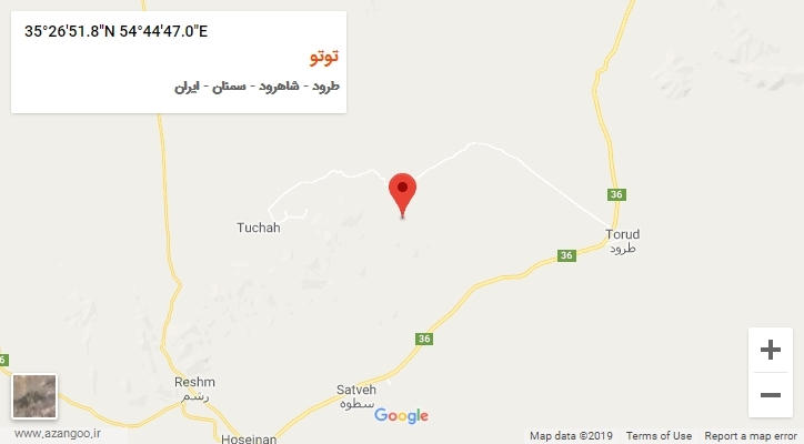 روستای توتو بر روی نقشه