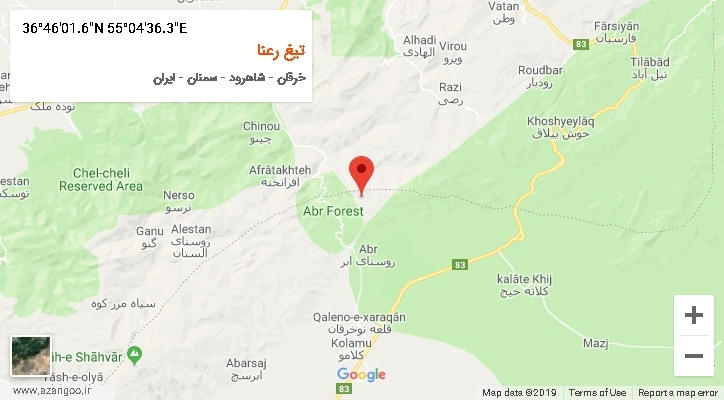 روستای تیغ رعنا بر روی نقشه