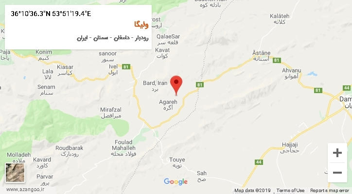 روستای ولیگا بر روی نقشه