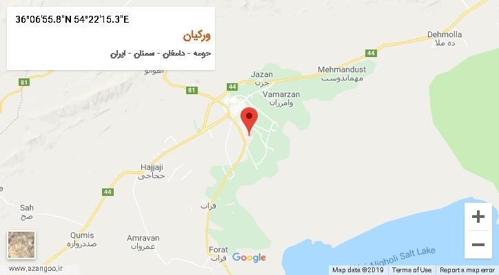 روستای ورکیان بر روی نقشه