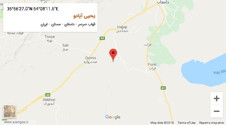 روستای یحیی آبادو بر روی نقشه