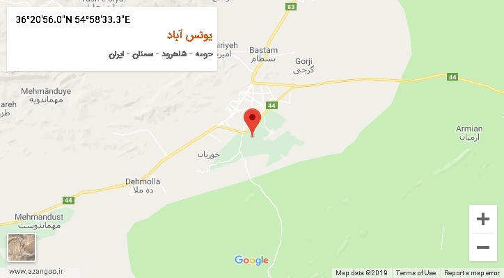 روستای یونس آباد بر روی نقشه