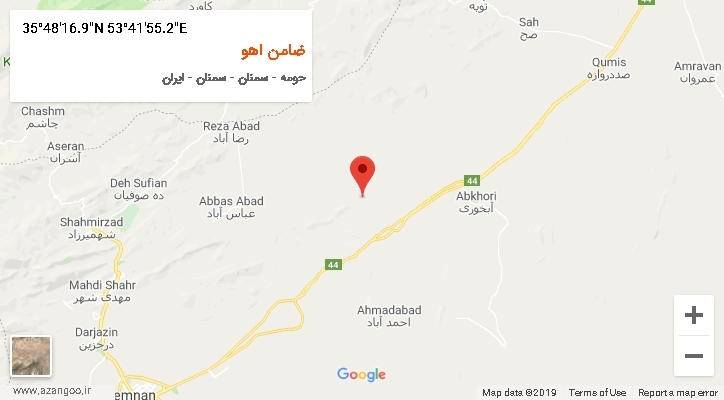 روستای ضامن اهو بر روی نقشه