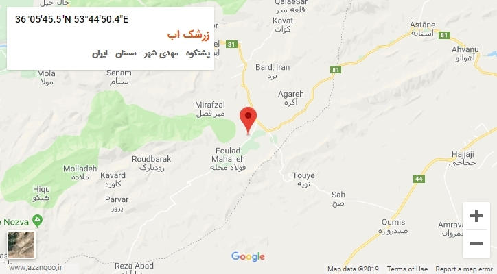 روستای زرشک اب بر روی نقشه