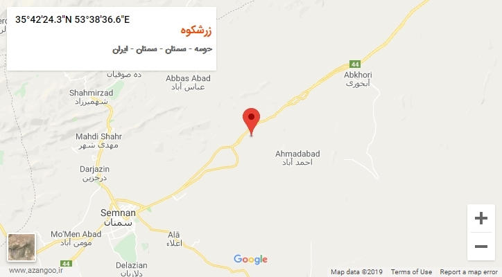 روستای زرشکوه بر روی نقشه