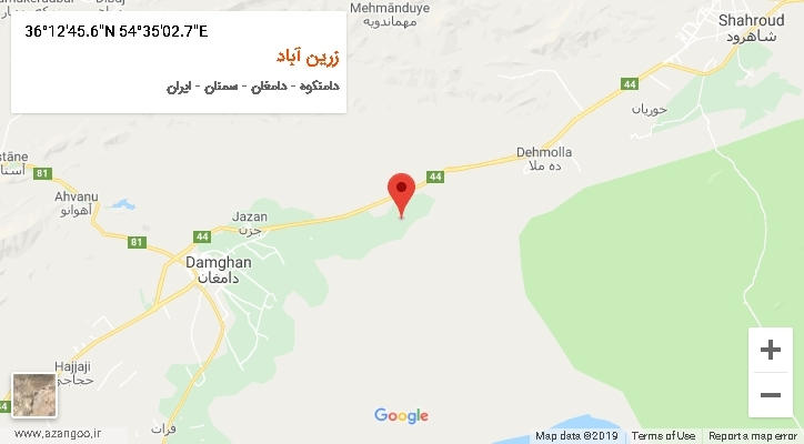 روستای زرین آباد بر روی نقشه