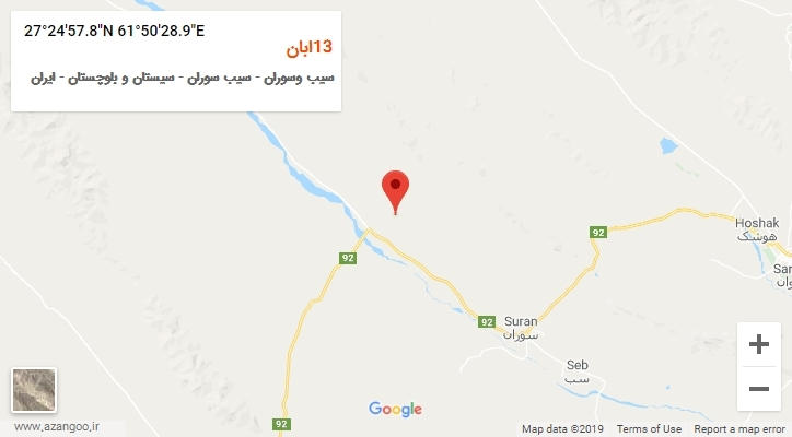 روستای 13ابان بر روی نقشه