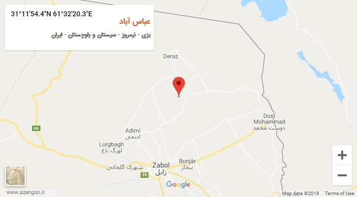 روستای عباس آباد بر روی نقشه