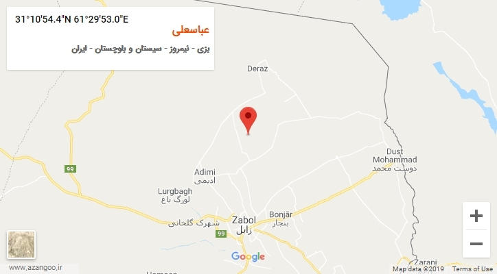 روستای عباسعلی بر روی نقشه