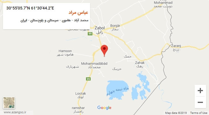 روستای عباس مراد بر روی نقشه