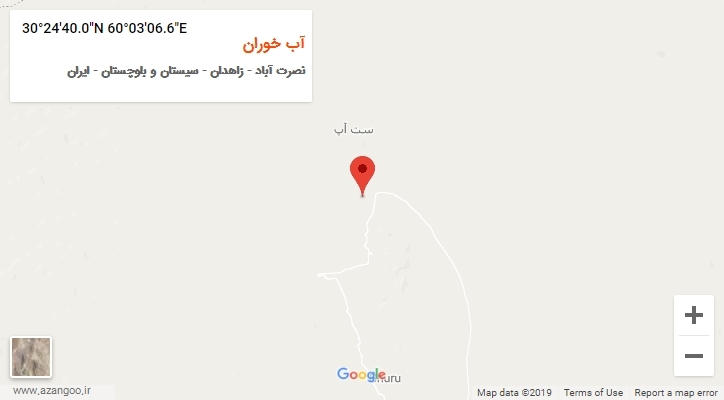 روستای آب خوران بر روی نقشه