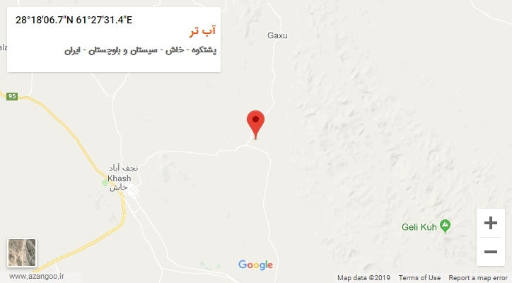 روستای آب تر بر روی نقشه