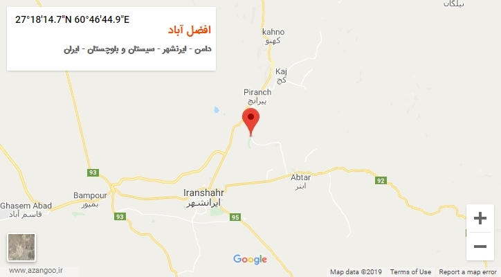روستای افضل آباد بر روی نقشه