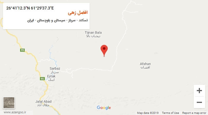روستای افضل زهی بر روی نقشه