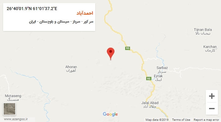 روستای احمدآباد بر روی نقشه