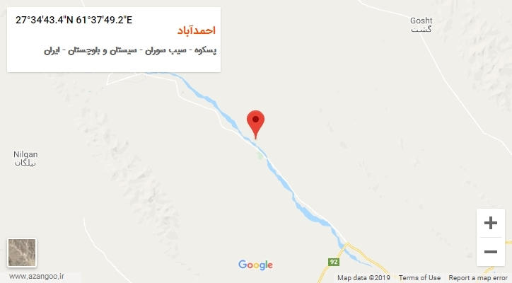 روستای احمدآباد بر روی نقشه