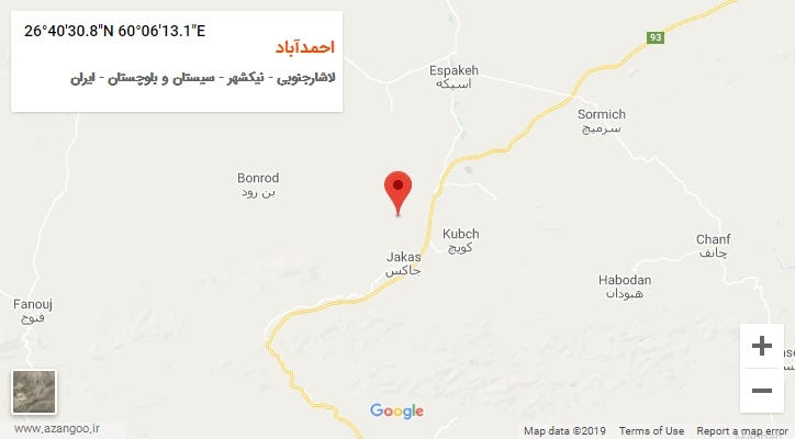 روستای احمدآباد بر روی نقشه