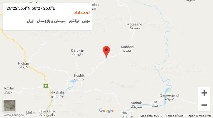 روستای احمدآباد بر روی نقشه