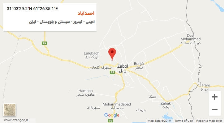 روستای احمدآباد بر روی نقشه