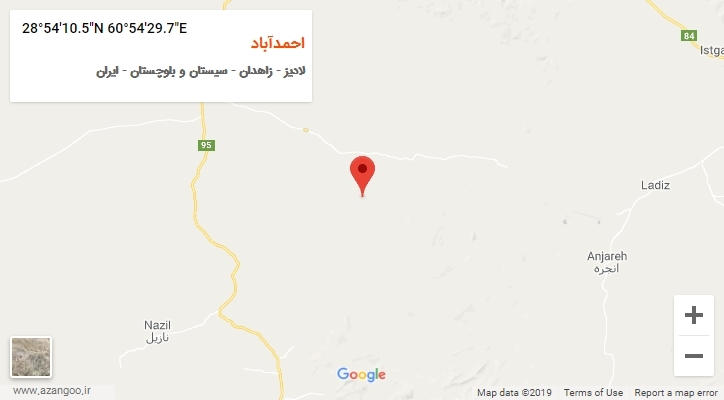 روستای احمدآباد بر روی نقشه
