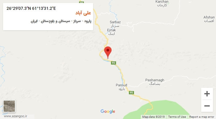 روستای علی آباد بر روی نقشه