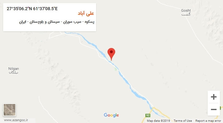 روستای علی آباد بر روی نقشه