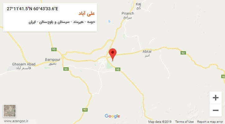 روستای علی آباد بر روی نقشه