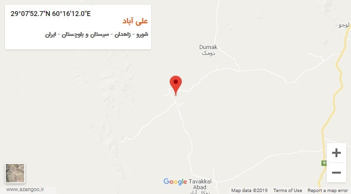 روستای علی آباد بر روی نقشه