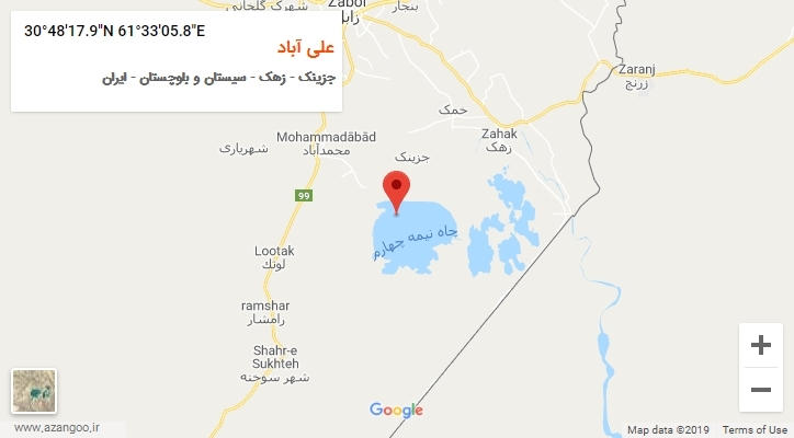 روستای علی آباد بر روی نقشه