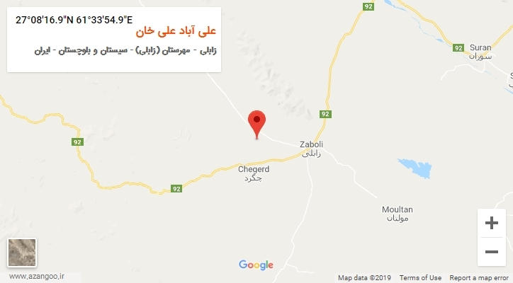روستای علی آباد علی خان بر روی نقشه